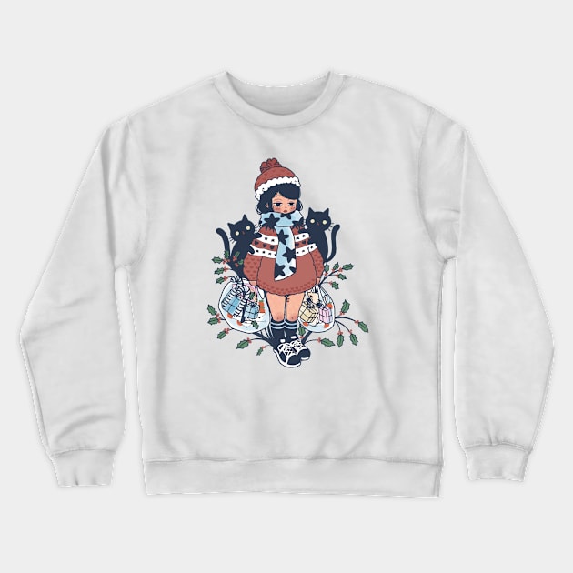 Kawaii Christmas Cats Design | Cute Handmade Illustrations | Christmas Present | By Atelier Serakara Crewneck Sweatshirt by Atelier Serakara